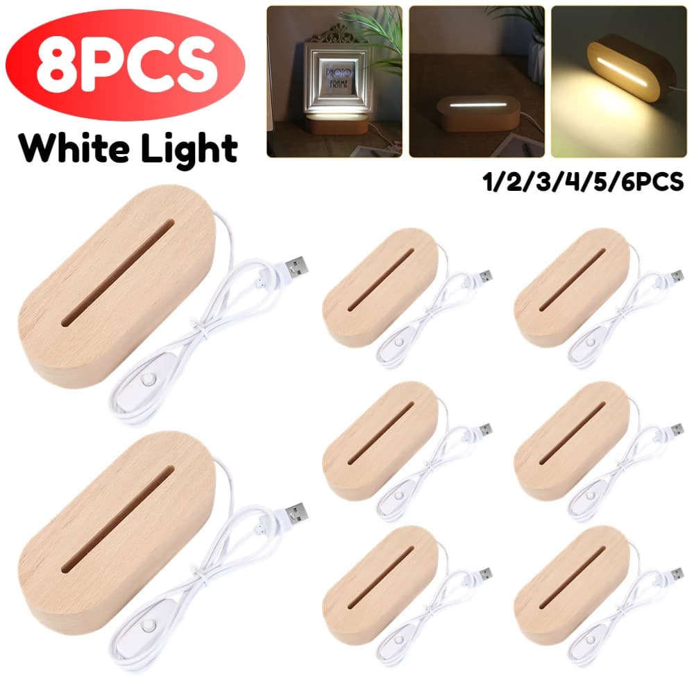 Base d'affichage de lumière LED en bois nar, lampe de lettre en résine, verre d'art en résine, décor