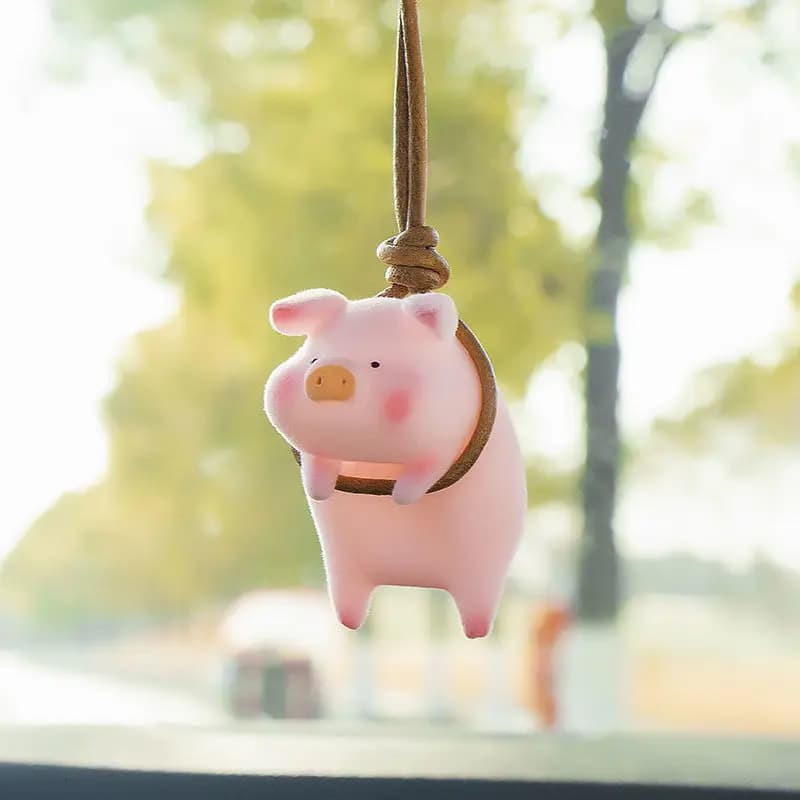 Pendentif cochon mignon avec lunettes pour voiture, rétroviseur automobile, balançoire cochon Coche,