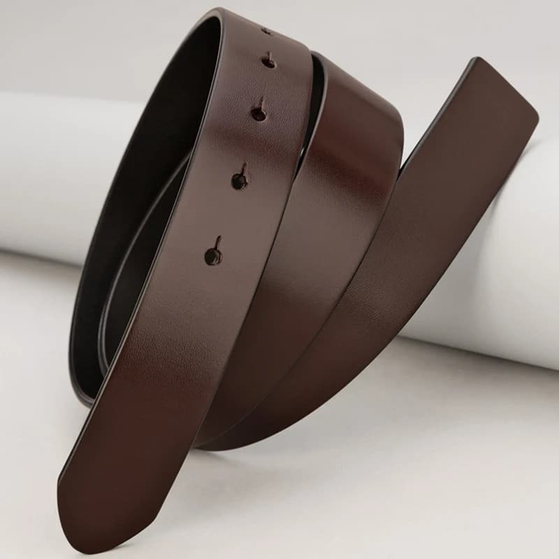 Sangle de ceinture en cuir de vache pur, 3.4CM, à trous ronds, sans boucle, ceintures en cuir vérita
