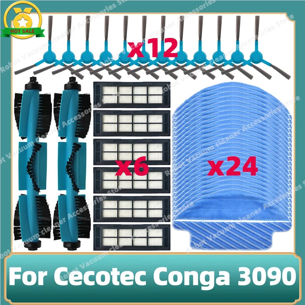 Kit de pièces de rechange pour aspirateur Robot Cecotec Conga 3090, rouleau principal, brosse latéra