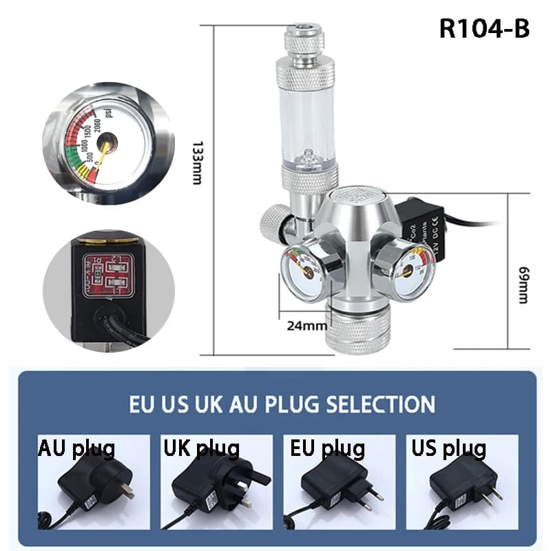 Régulateur de CO2 pour Aquarium AC100-240V, vanne électromagnétique, compteur de bulles, système de 