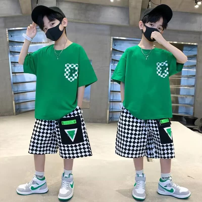 Ensemble de vêtements d'été pour garçons, 2 pièces, vêtements à manches courtes pour adolescents, T-