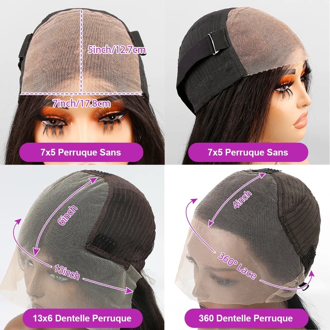 Perruque lace front 13x6 lisse pour femmes cheveux humains brésiliens HD lace pré épilée sans colle 