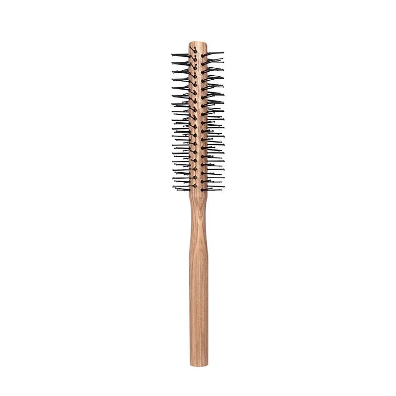 Brosse à friser circulaire en nylon avec manche en bois, peigne à cheveux professionnel, outil de co