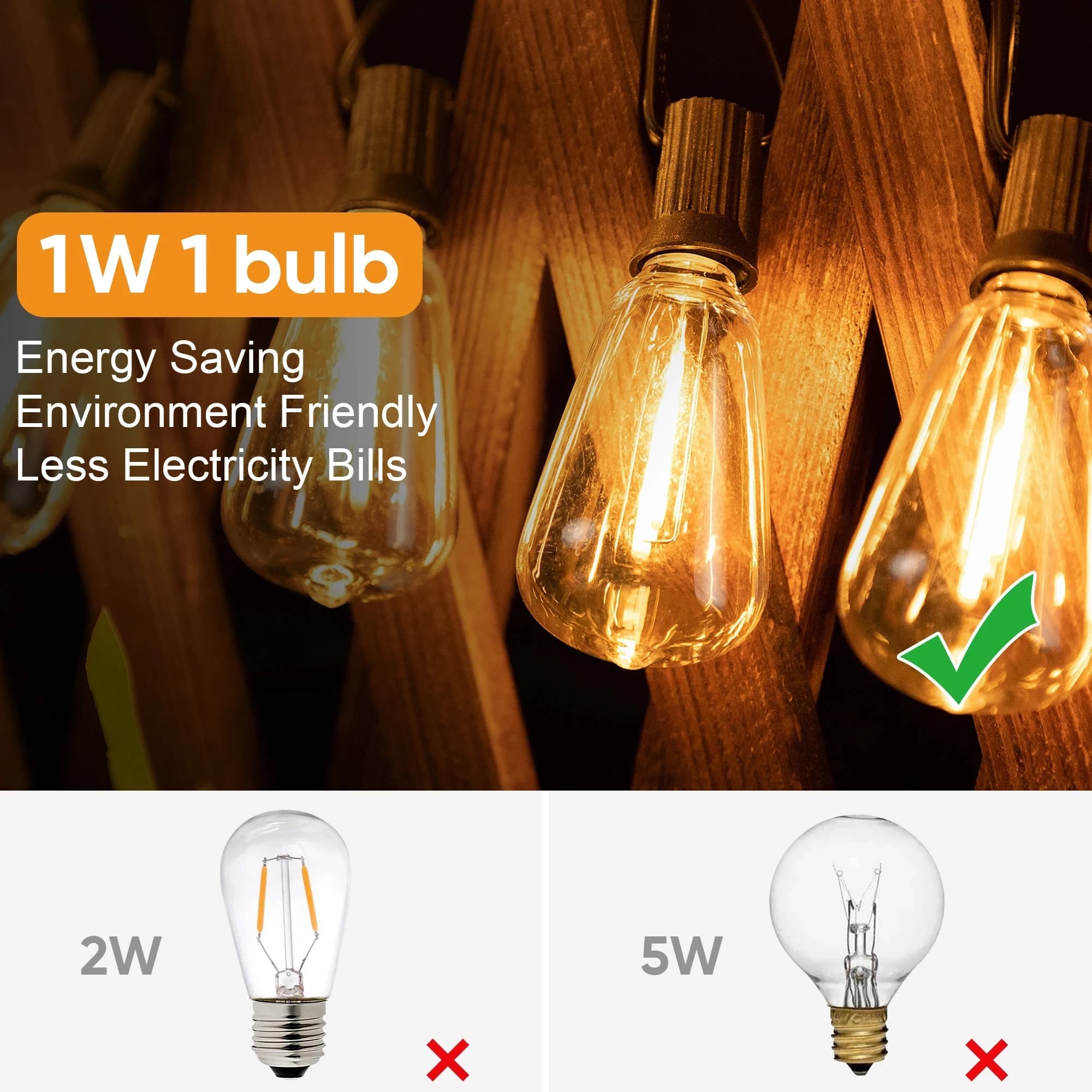 ST38-Guirxiété Lumineuse LED d'Extérieur en Plastique, Incassable et Étanche, Ampoule à Intensité Va
