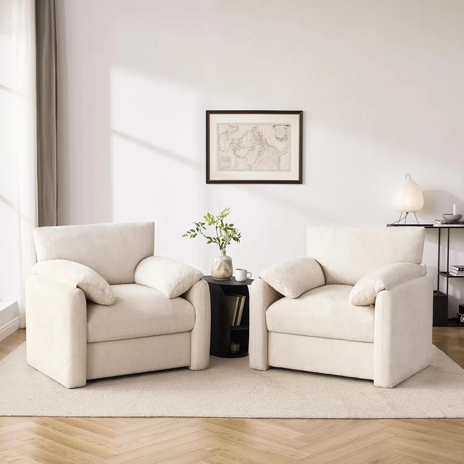 Fauteuil surdimensionné en chenille, 38,6 pouces de large, fauteuils d'appoint pour salon et chambre