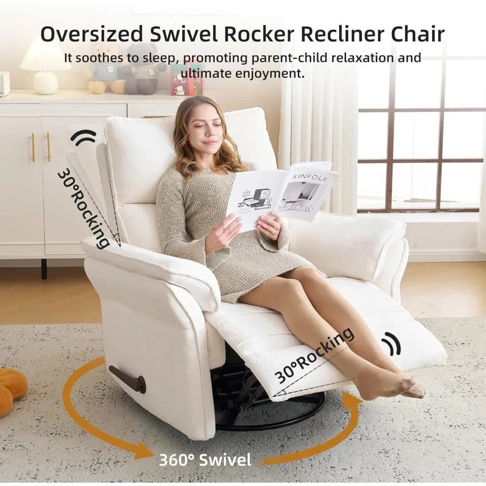 Fauteuil inclinable surdimensionné, 26" extra large 360 °   Fauteuil inclinable à bascule pivotant a