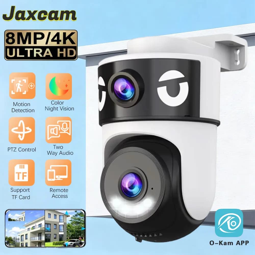 OKAM PRO 5G WIFI caméra HD 8MP double objectif PTZ caméra de sécurité extérieure Ai détection humain