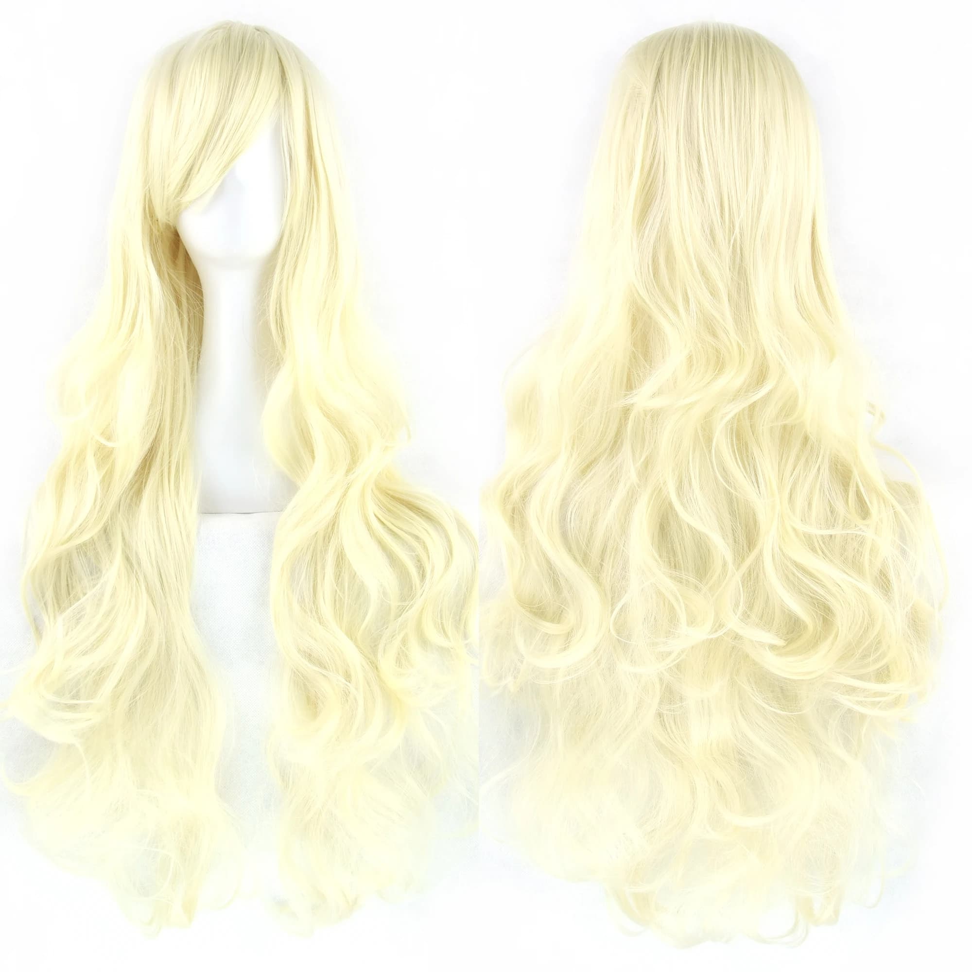Soowee cheveux synthétiques longs bouclés perruque verte postiche rose noir fête cheveux Cosplay per