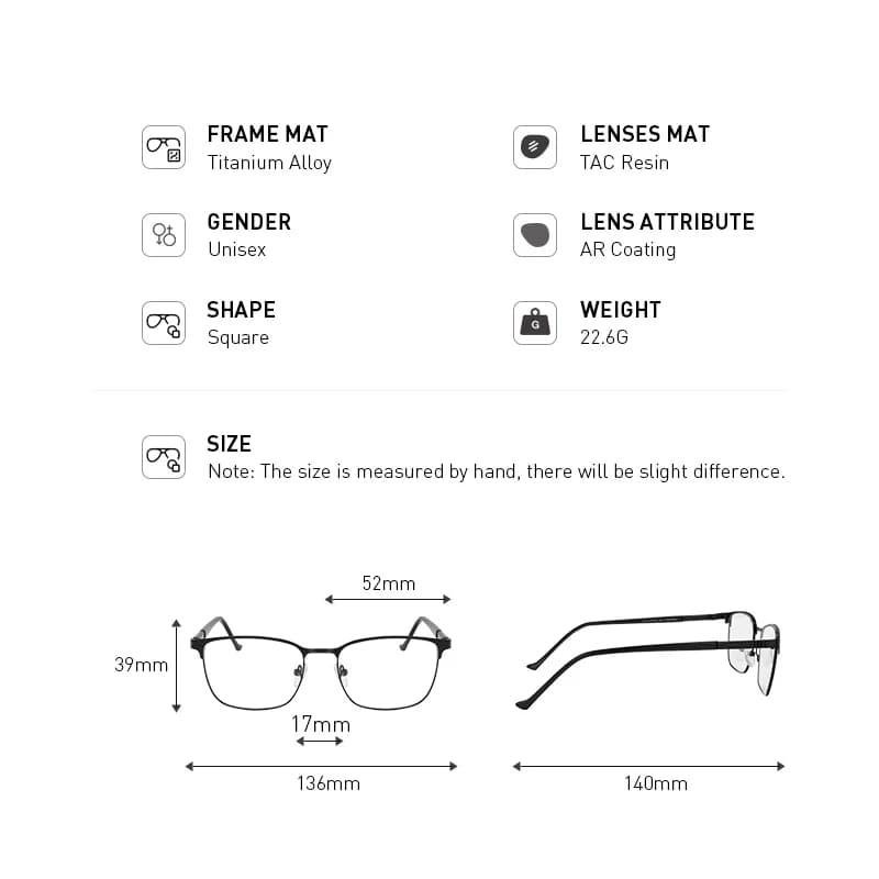 MERRYS-Lunettes optiques en alliage de titane pour hommes et femmes, montures carrées, lunettes pour