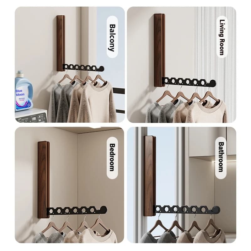 Cintre à vêtements en bois, support de séchage mural, conception pliable et organisateur de vêtement