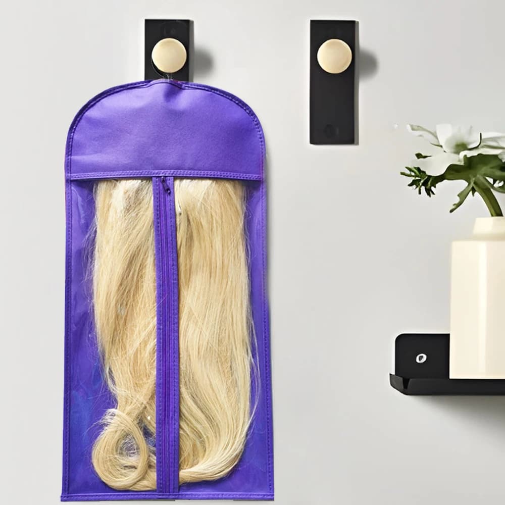 Sacs de rangement pour perruques Premium, 3 pièces, avec cintres métalliques robustes, Design Transp