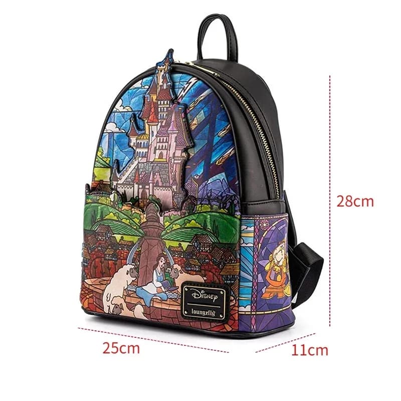 Sacs à dos Loungefly, série Princess Castle, Belle, sacs à bandoulière à double sangle pour femmes, 