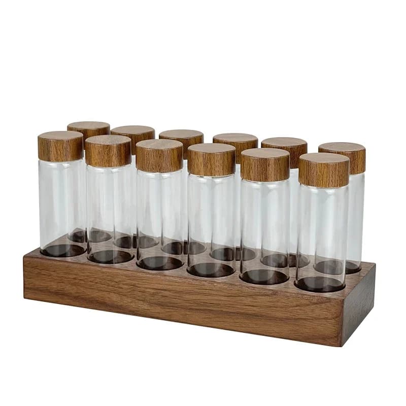 Tube de stockage de grains de café, doseur unique en verre 17g 22g, récipient à base de noix avec en