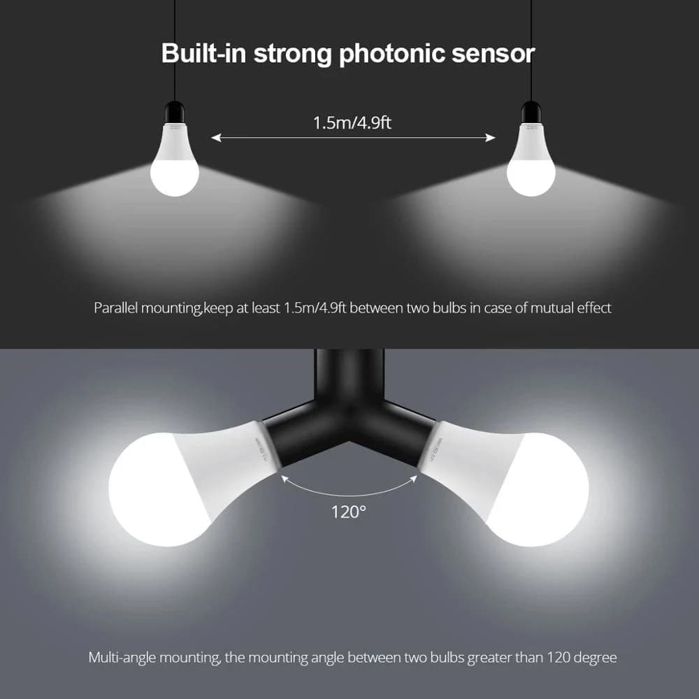 Ampoule LED avec capteur de lumière E27, 15W, crépuscule à l'aube, interrupteur marche/arrêt automat