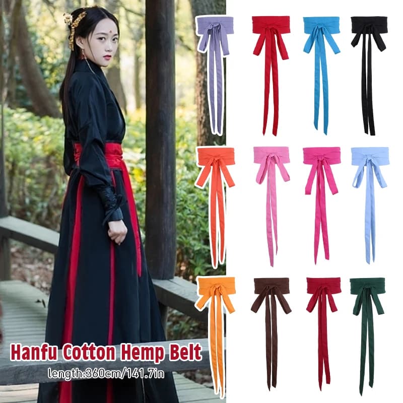 Ceinture Hanfu de Style Antique, 360cm de Long, en coton et lin, pour femmes, Kimono Obi Hanfu, déco