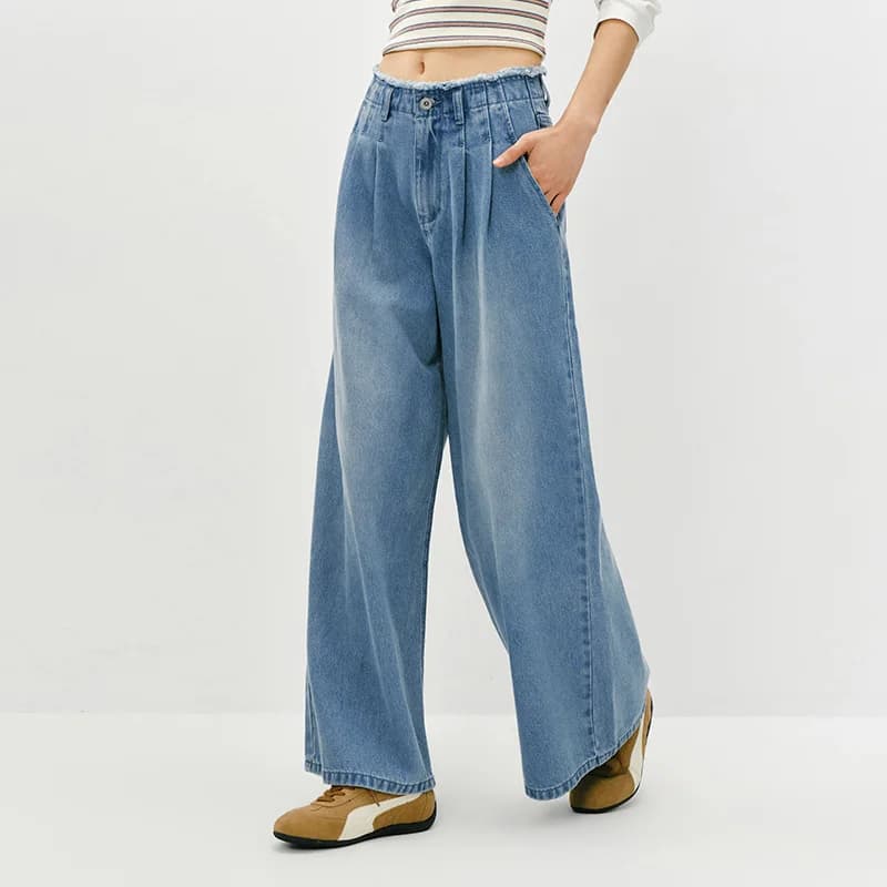 Semir – jean élégant pour femmes, ourlet brut, taille haute, jambes larges, longueur au sol, pantalo