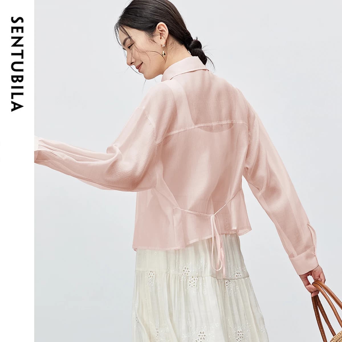 Chemisier femme SENTUBILA en Lyocell, collection Printemps-Été 2026, col à revers, manches longues, 