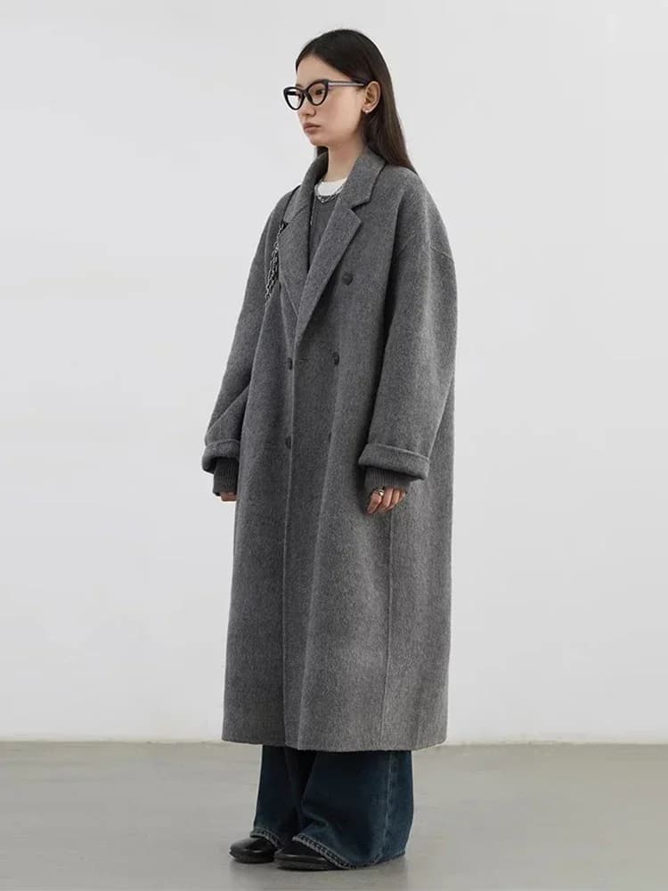 CHIC VEN – manteau en laine pour femme, Double boutonnage, basique, ample, décontracté, rétro, Long,