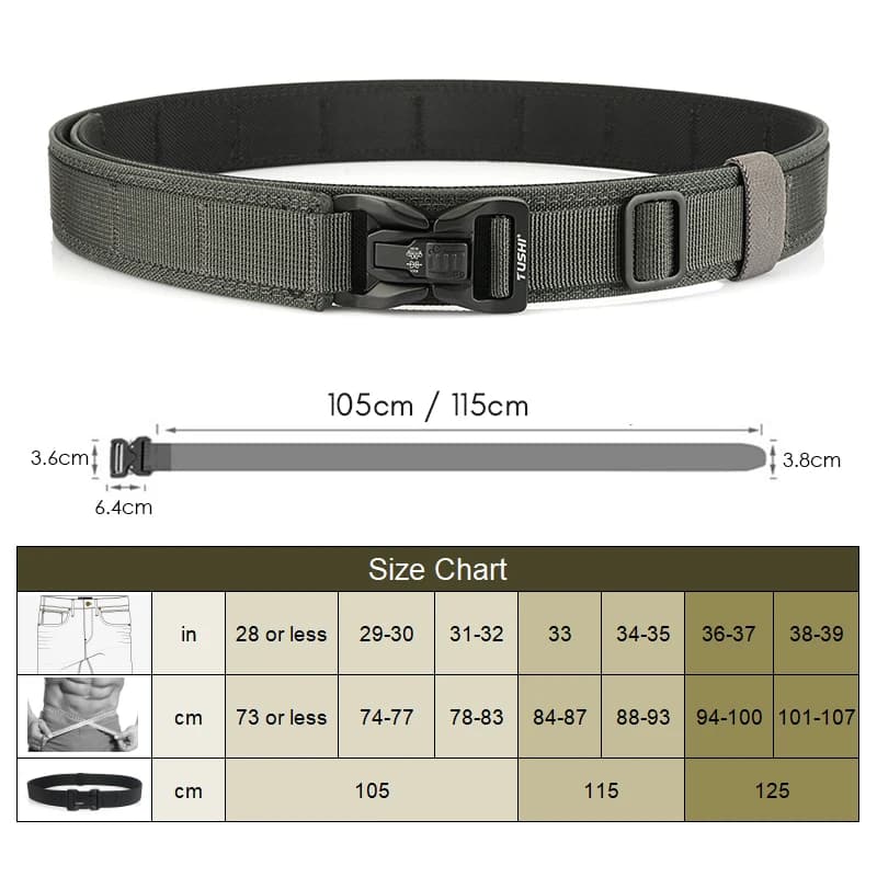 VATLTY Nouveau Ceinture de pantalon rigide pour hommes Boucle en métal Ceinture tactique militaire à