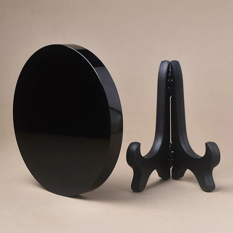 Disque Circulaire en Obsidienne Noire Naturelle de 15cm, Plaque Ronde Fengshui, Miroir, Pierre de Cl