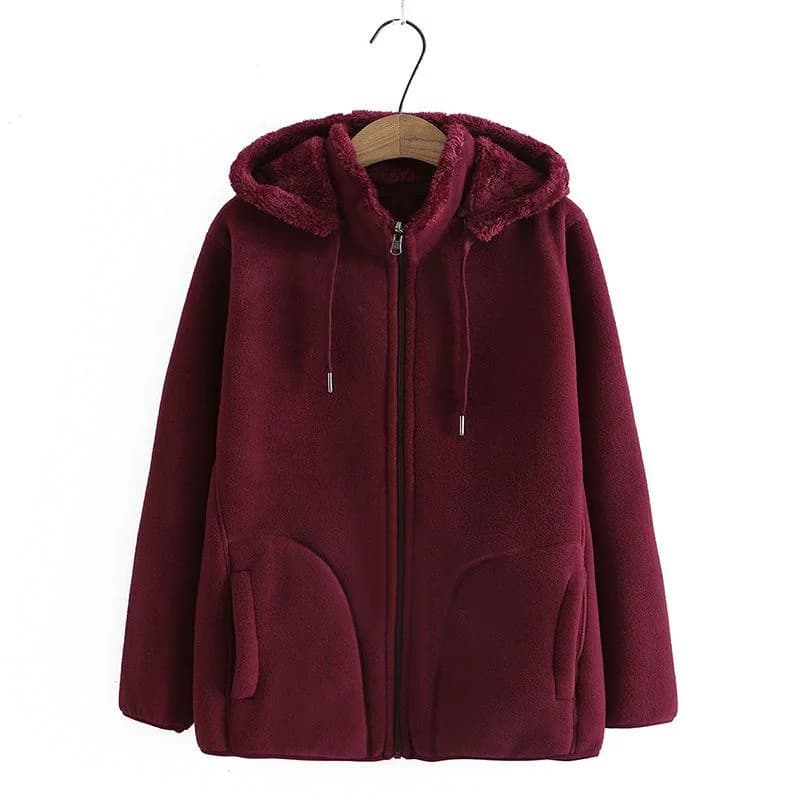 Sweat-shirt à capuche épais pour femme, veste polaire, manteaux avec fermeture éclair, hauts décontr