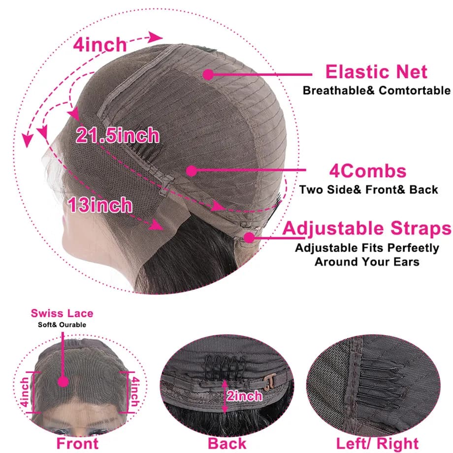 Perruque Lace Front Wig Body Wave brésilienne naturelle, cheveux humains, 13x4 13x6, 30 32 34 36 38 