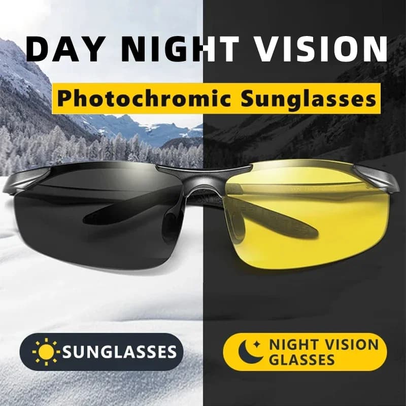 CLLOIO aluminium sans monture photochromique jour nuit Vision Anti-éblouissement lunettes hommes pol