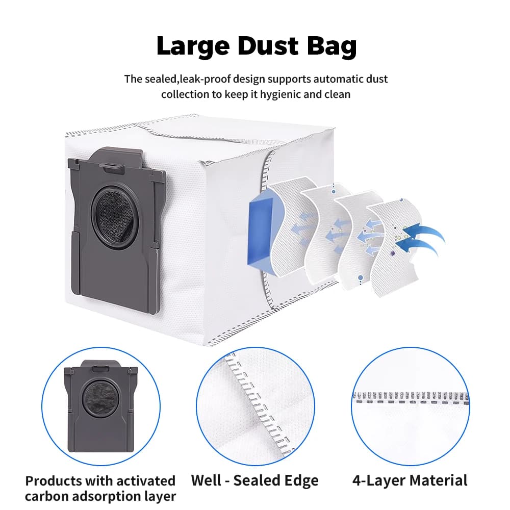 Sacs à poussière et chiffons de nettoyage pour aspirateurs Dreame X30/X40/X50 Ultra S10/S30 Pro Ultr