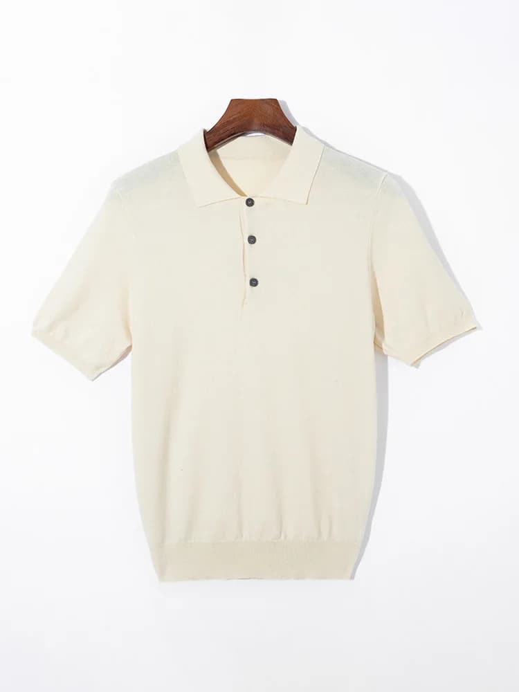 Pull Mérinos à Manches Courtes et Col Polo pour Homme, Vêtement Triblockchain, Ample, Grande Taille,