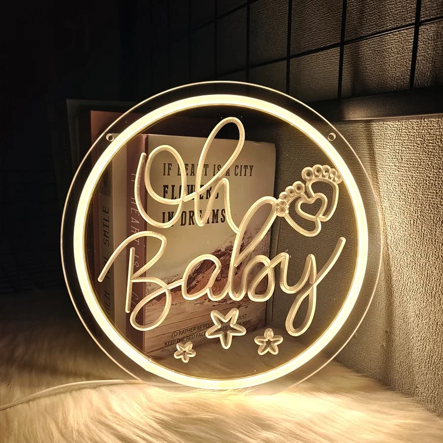 Oh Baby Enseigne au néon pour décoration murale, toile de fond, douche, fiançailles de mariage, cade
