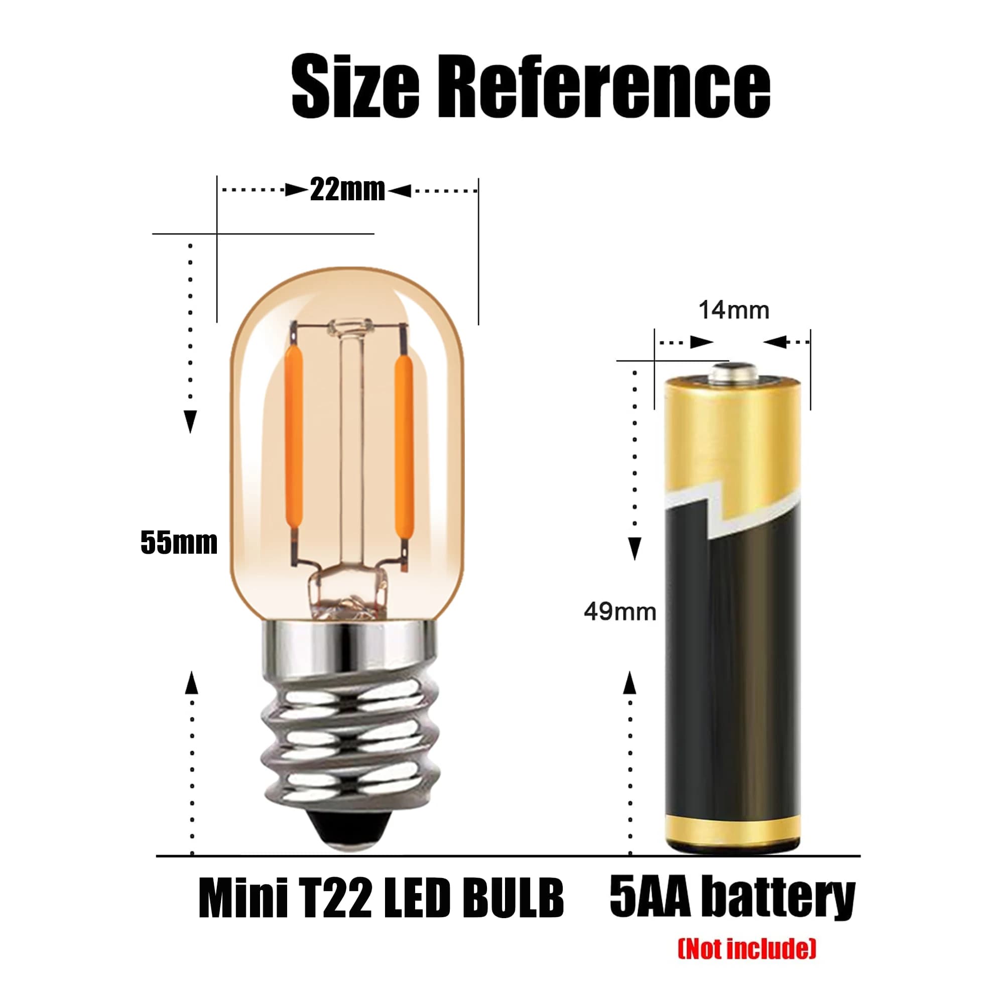 Ampoule LED vintage E14 T22 pour lampe à sel 1W 2200K, mini veilleuse en verre ambré, équivalent 10W