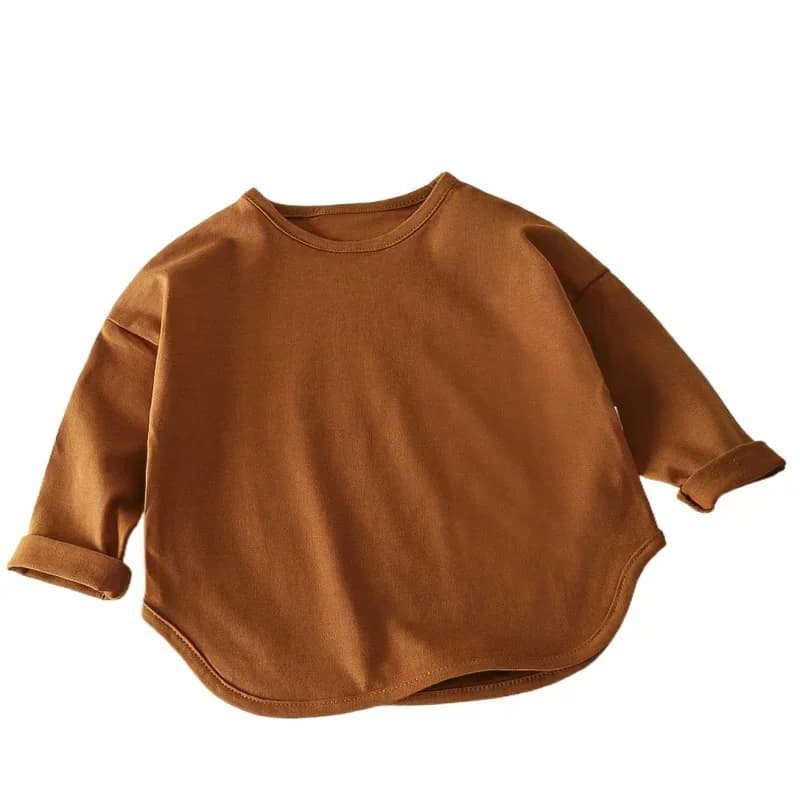 Bébé garçons T-shirt basique à manches longues T-shirts pur coton bébé hauts pour filles enfants T-s
