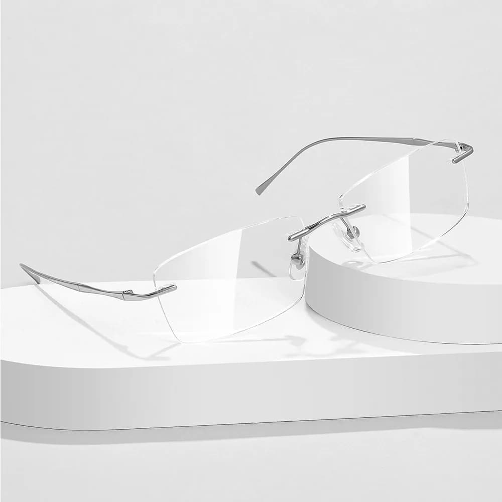 Monture de lunettes sans monture en titane pur ultra-léger pour hommes, anti-lumière bleue, montures