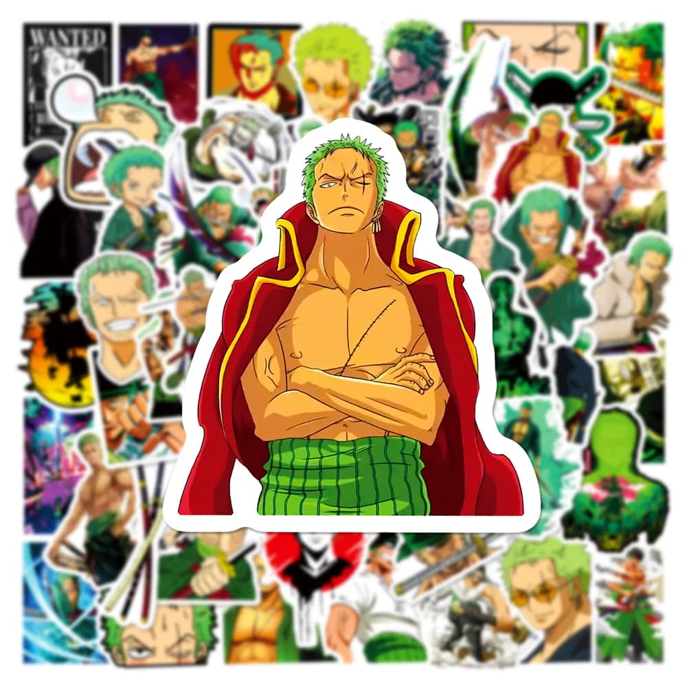 10/30/50pcs Anime une pièce Cool Zoro autocollants dessin animé Graffiti enfants autocollant jouets 