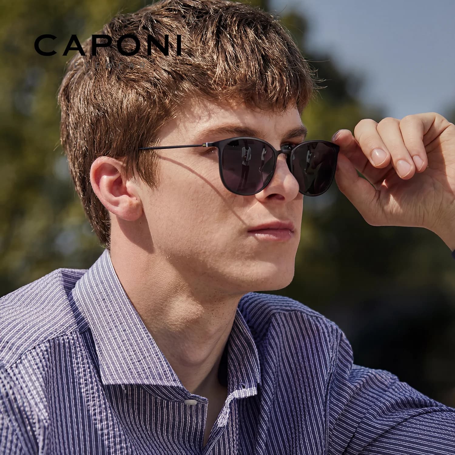 CAPONI ovale hommes lunettes de soleil photochromiques lunettes de soleil polarisées pour hommes pro