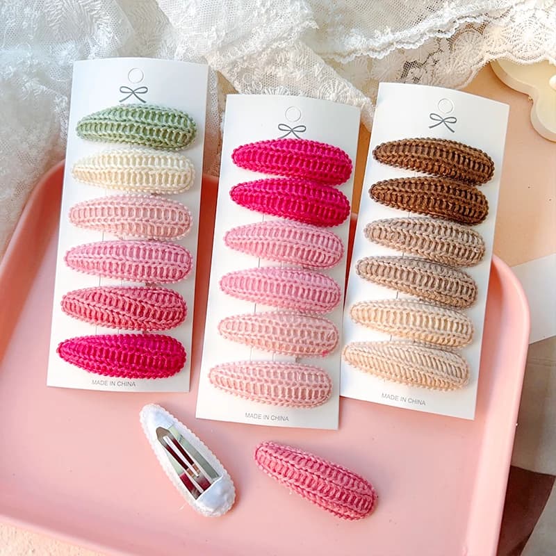 Pince à cheveux en coton imprimé couleur bonbon, 6/10 pièces, nœud en alliage, frange mignonne pour 