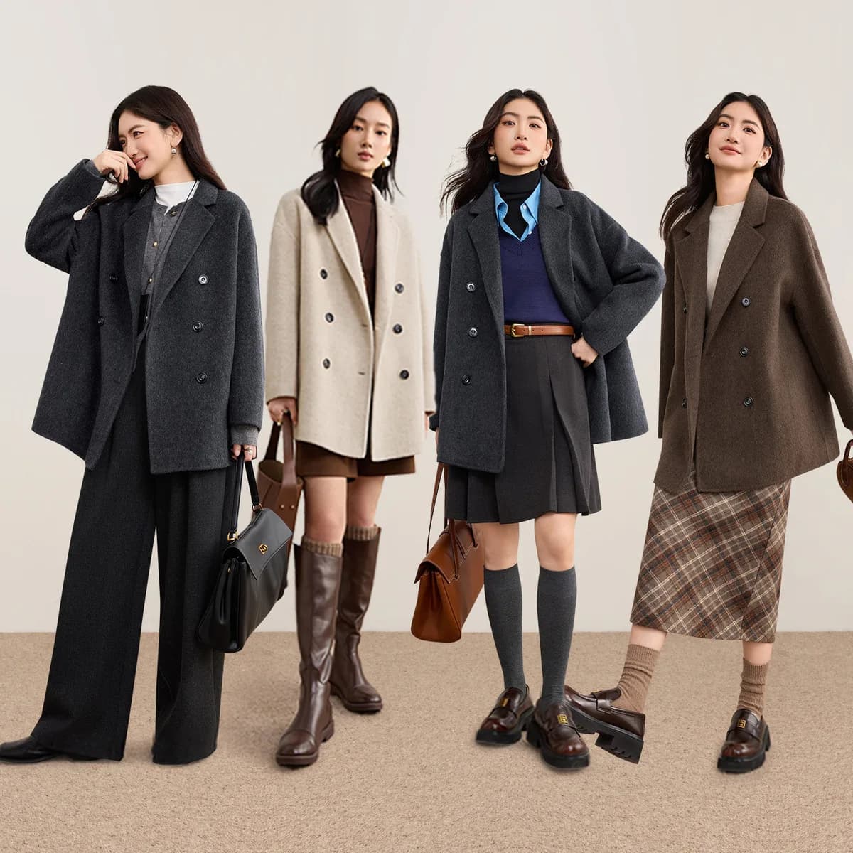Manteaux en laine SENTUBILA pour femme, collection hiver 2026, vestes à revers crantés, manches long
