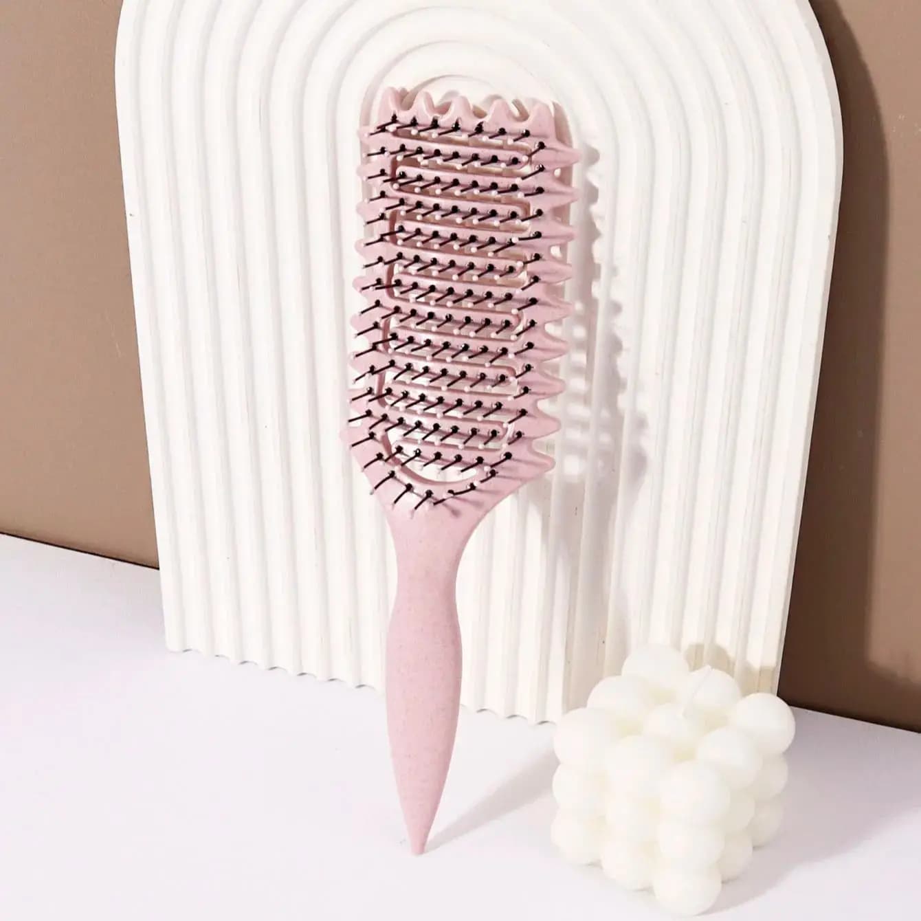 Brosse à friser - Peigne de massage creux, crinière en nylon, manche en plastique ABS, poignée confo