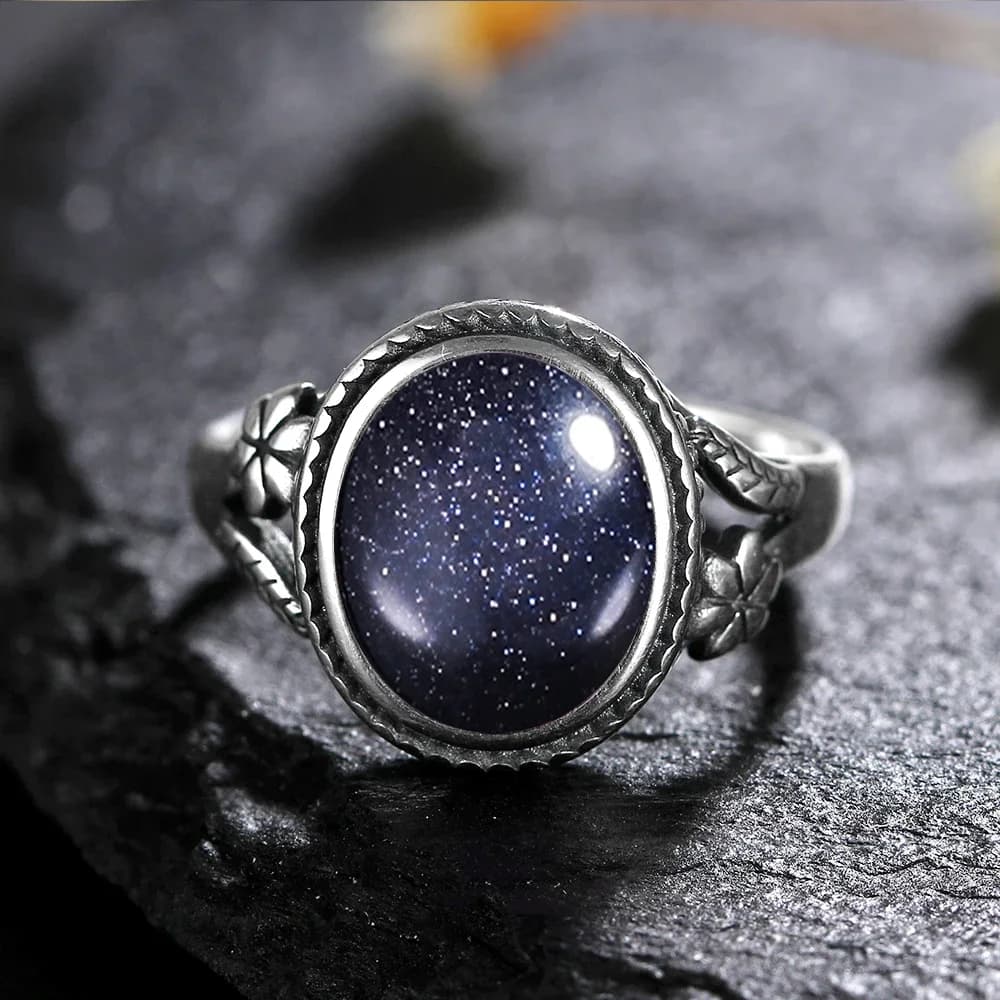 Vinatge bague en argent Bijoux féminins pierre de lune naturelle oeil de tigre anneaux personnalisés