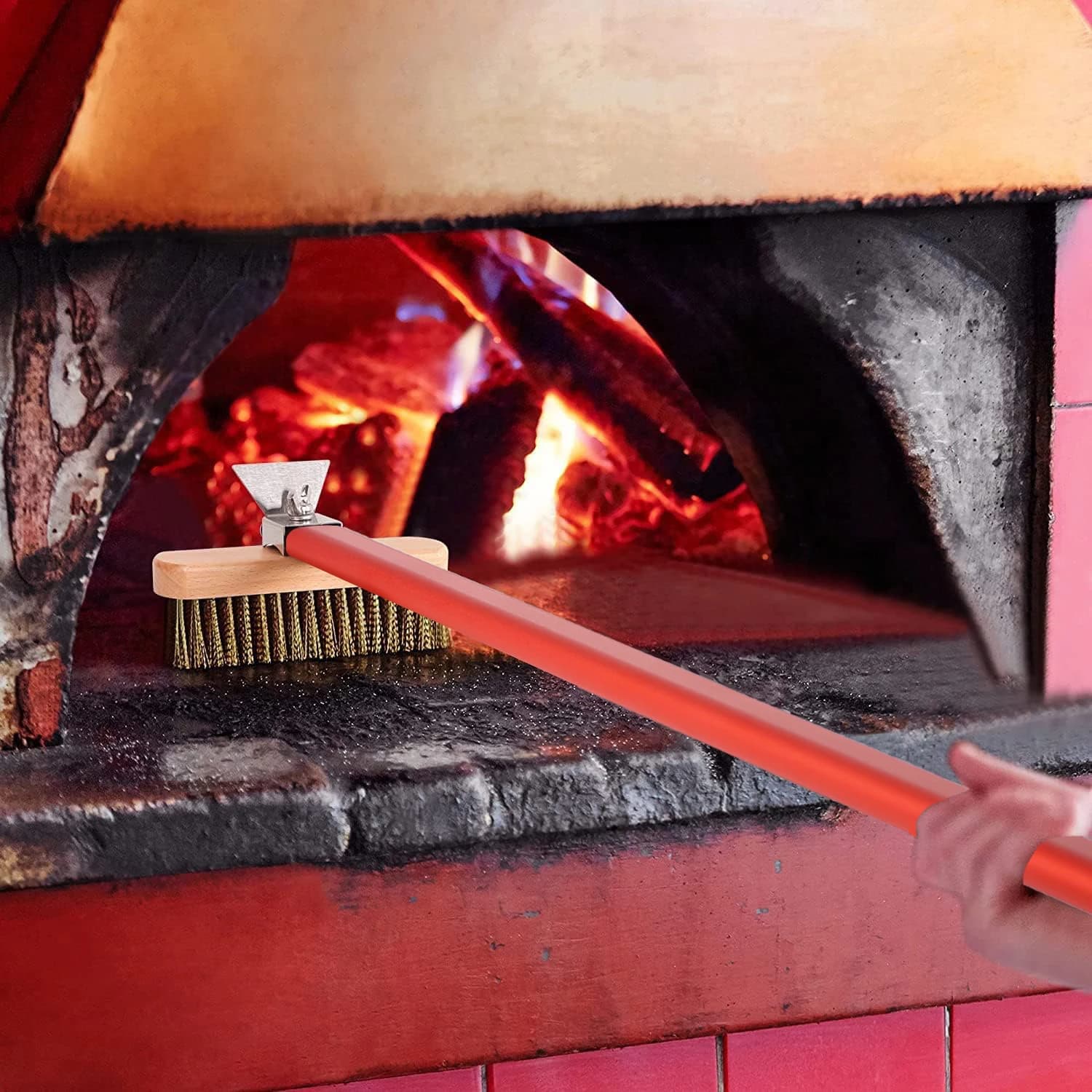 SHANGPEfeast UAN-Brosse de four à pizza avec grattoir, gril commercial, brosse à livres en laiton, m