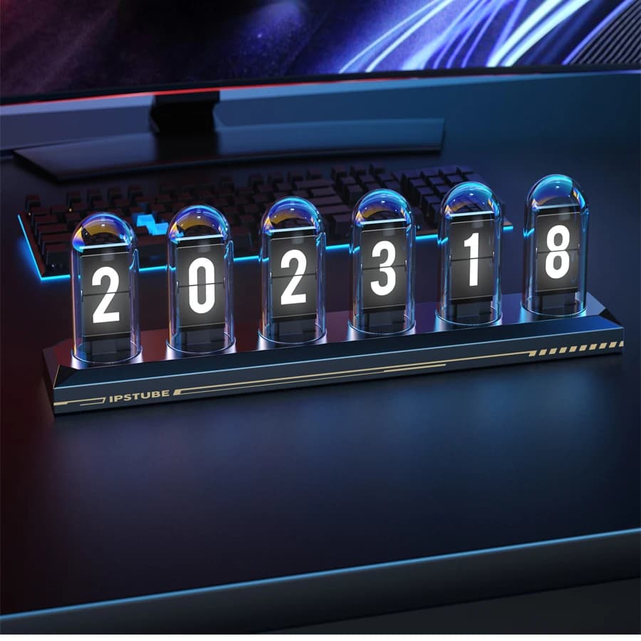 Horloge à Tube lumineux RGB, veilleuse électronique LED, lampe de Table silencieuse, montre numériqu