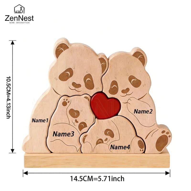 Puzzle en bois personnalisé en forme d'ours, décoration d'intérieur, nom personnalisé, peut contenir