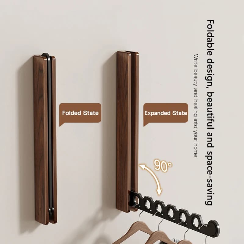 Cintre à vêtements en bois, support de séchage mural, conception pliable et organisateur de vêtement