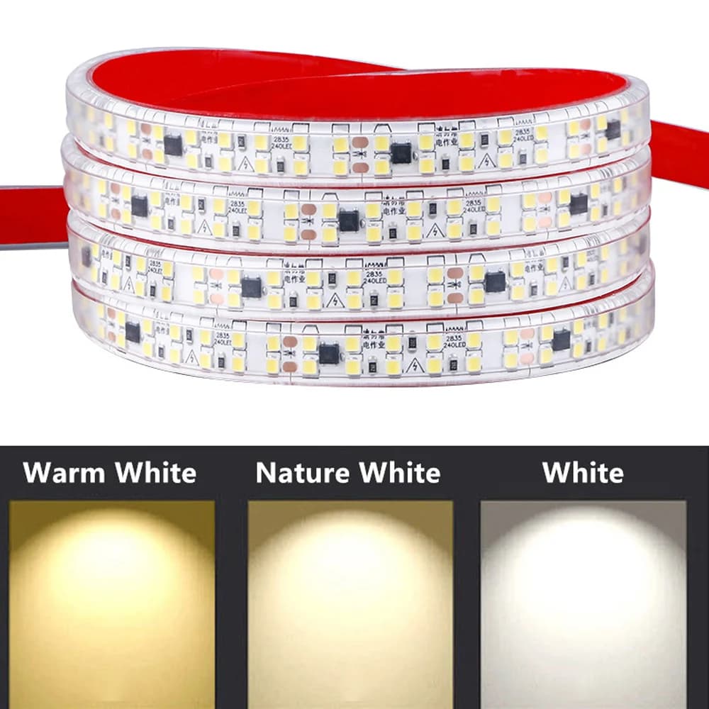 Bande lumineuse LED pour l'extérieur, étanche IP67, 220 V, 2835 120/240 gible/M 1M-30M