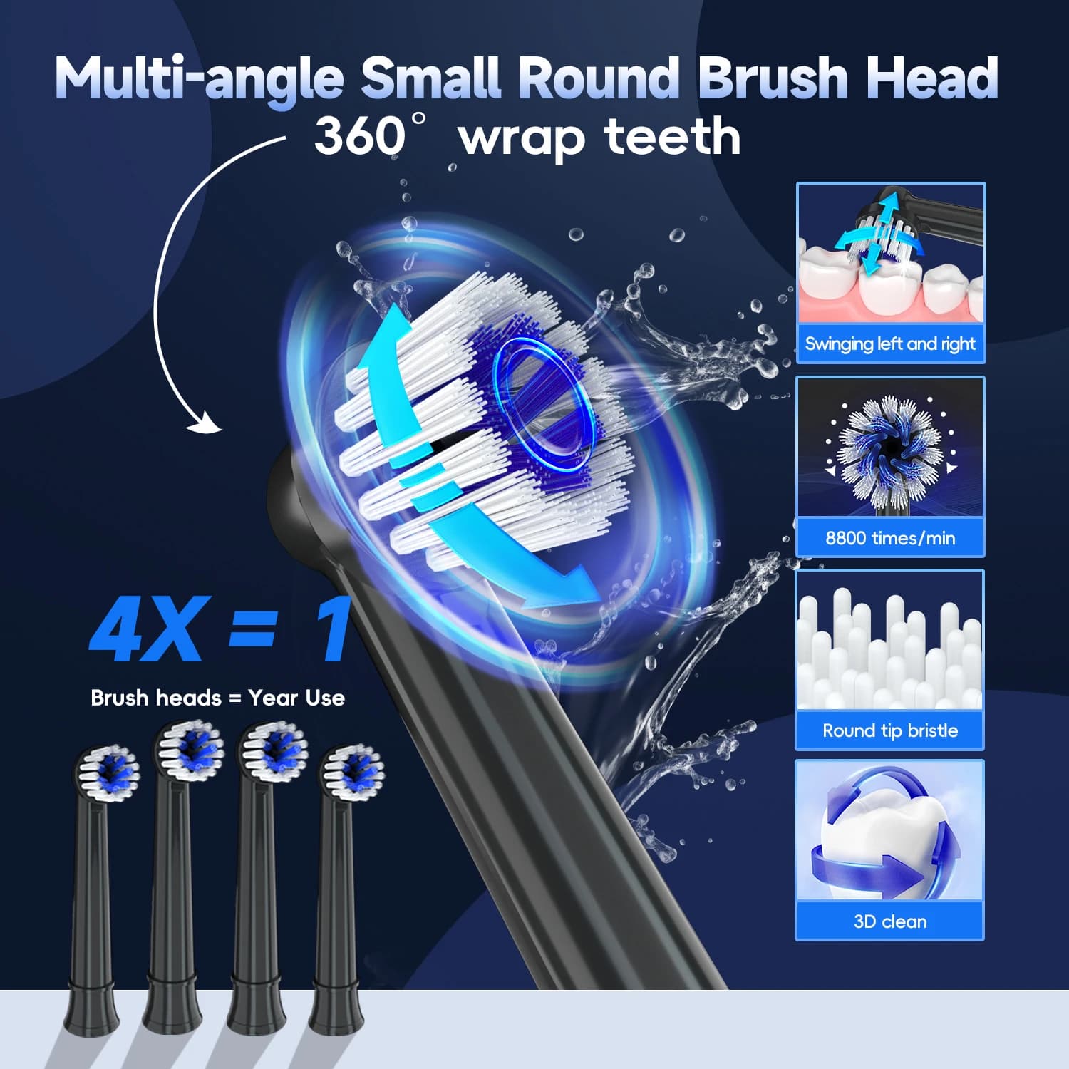 Brosse à dents électrique Rotation dents propres adulte 3 Modes brosse à dents T37 brosse à dents él