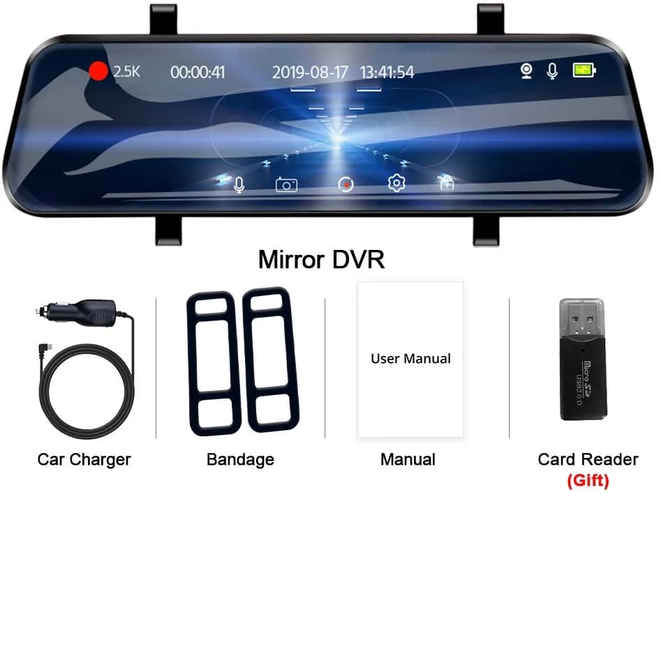 E-ACE 2.5K Miroir Caméra Pour Voiture Écran Tactile Enregistreur Vidéo Rétroviseur Prada cam 1440P G