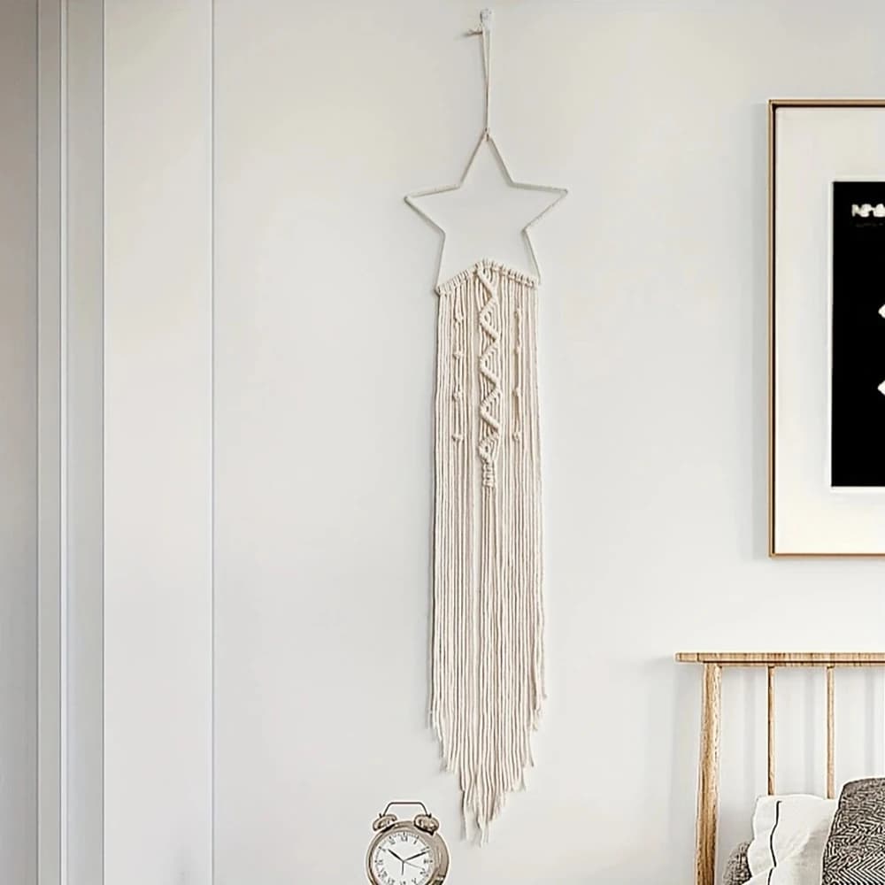 Pendentif tissé étoile et lune, décoration d'intérieur, pendentif de chambre à coucher, cadeau de va