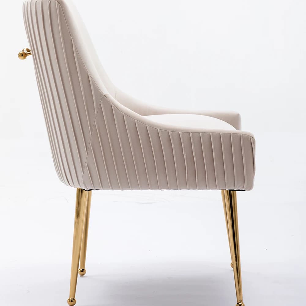 SEYNAR-Ensemble de 4 chaises de salle à manger ou de vanité en velours plissé, avec poignée arrière