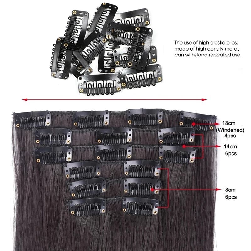 WIGSIN synthétique 6 pièces/ensemble 24 pouces Extensions de cheveux longs raides Clip-in résistant 
